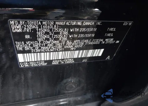 2018 Toyota Rav4 Adventure from USA, damaged, VIN 2T3RFREV9JW774341